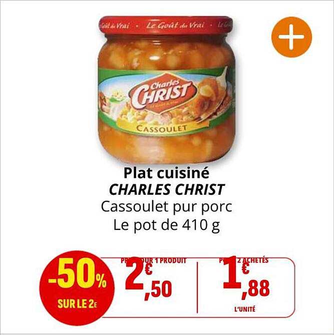 Plat cuisiné CHARLES CHRIST Cassoulet pur porc Le pot de 410 g