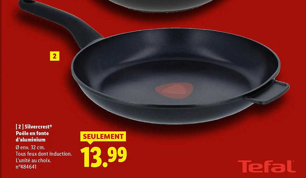 Poêle en fonte d'aluminium Ø env. 32 cm.