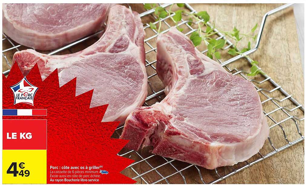 Porc : côte avec os à griller