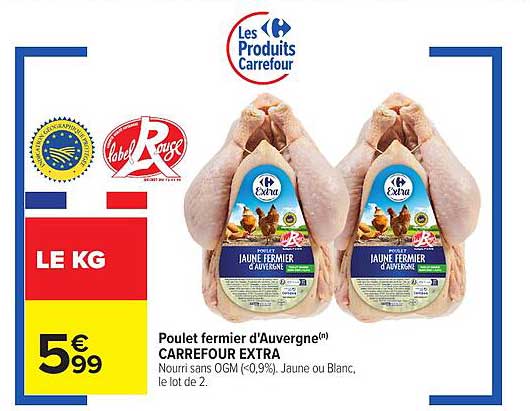 Poulet fermier d'Auvergne(n) CARREFOUR EXTRA