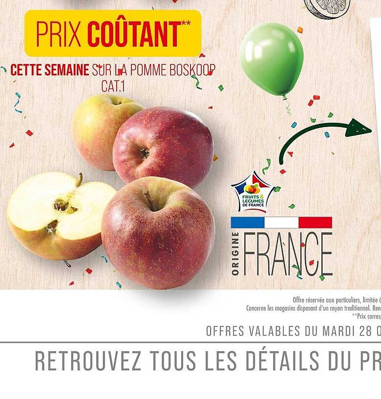 Prix coûtant sur la pomme Boskoop
