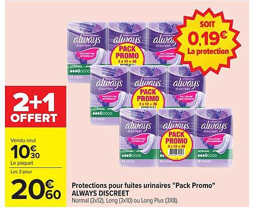 Protections pour fuites urinaires "Pack Promo" ALWAYS DISCREET