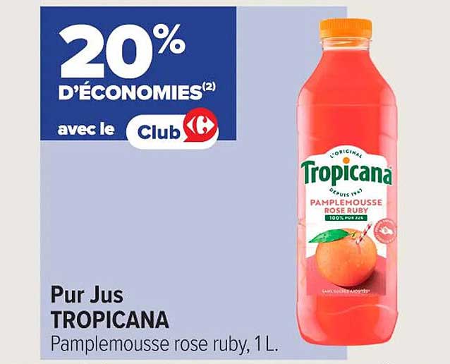 Pur Jus TROPICANA Pamplemousse rose ruby, 1L