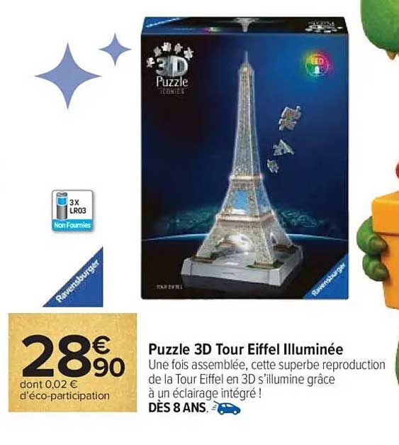 Puzzle 3D Tour Eiffel Illuminée