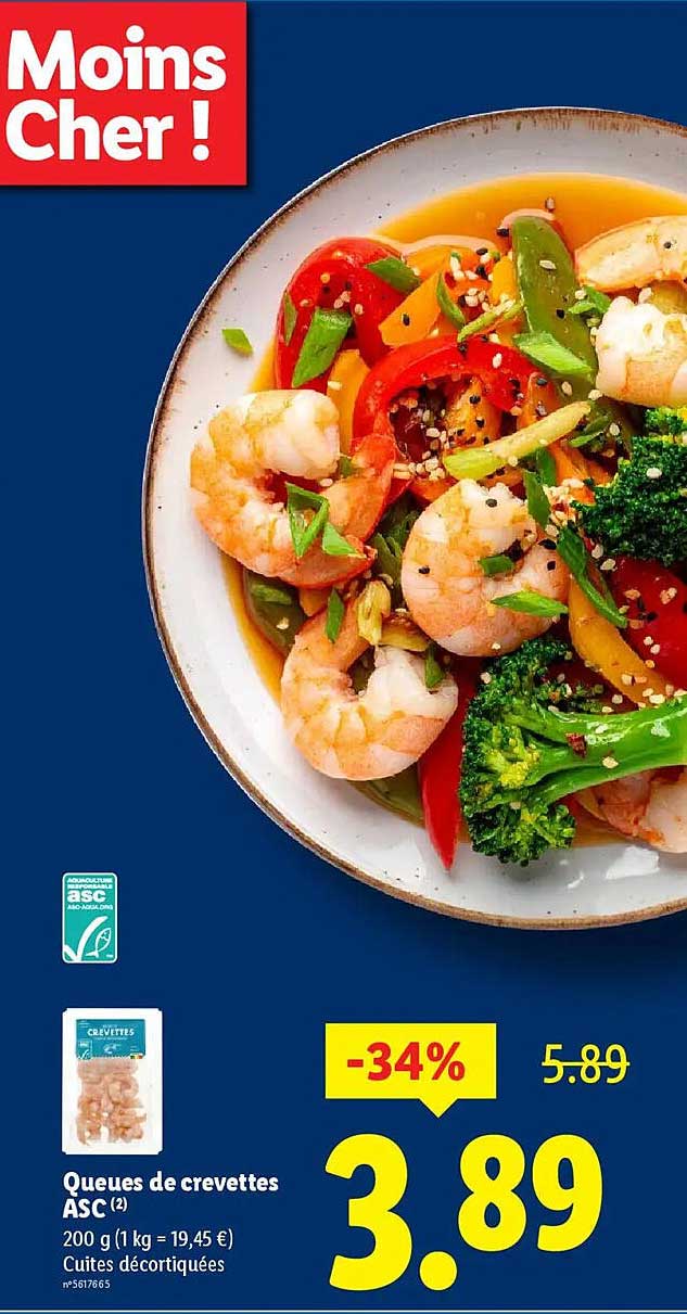 Queues de crevettes ASC