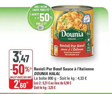 Ravioli Pur Bœuf Sauce à l’Italienne Dounia Halal
