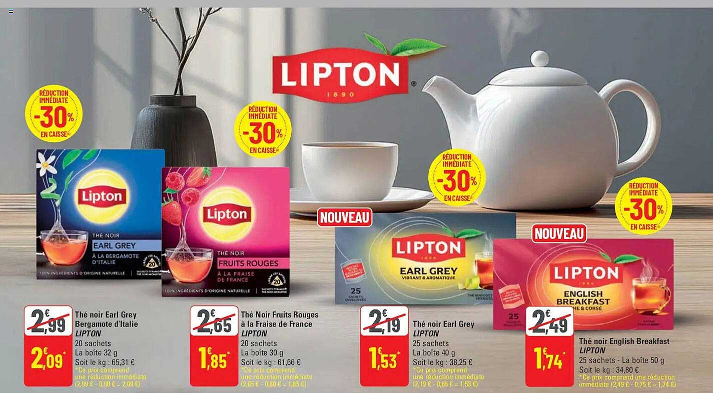 Réduction immédiate sur les thés Lipton