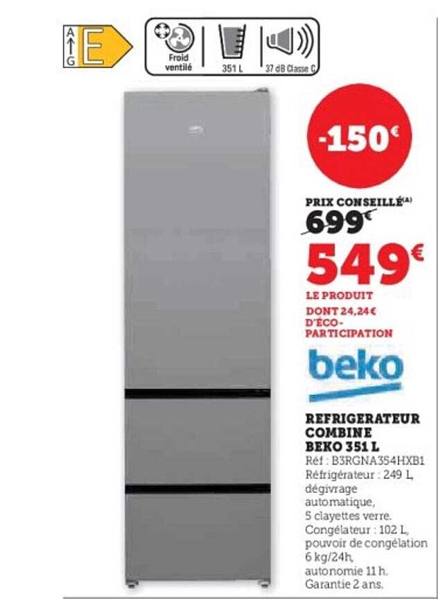 Réfrigérateur Combine BEKO 351 L