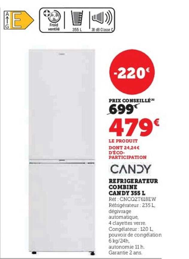 Réfrigérateur Combiné CANDY 355 L