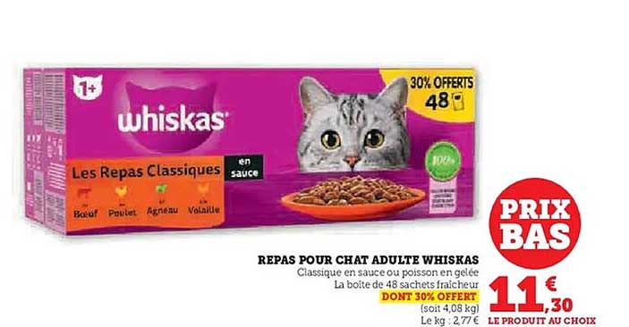 REPAS POUR CHAT ADULTE WHISKAS