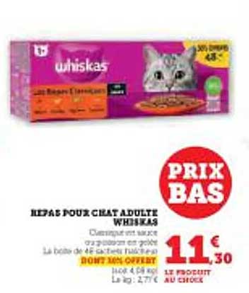 REPAS POUR CHAT ADULTE WHISKAS
