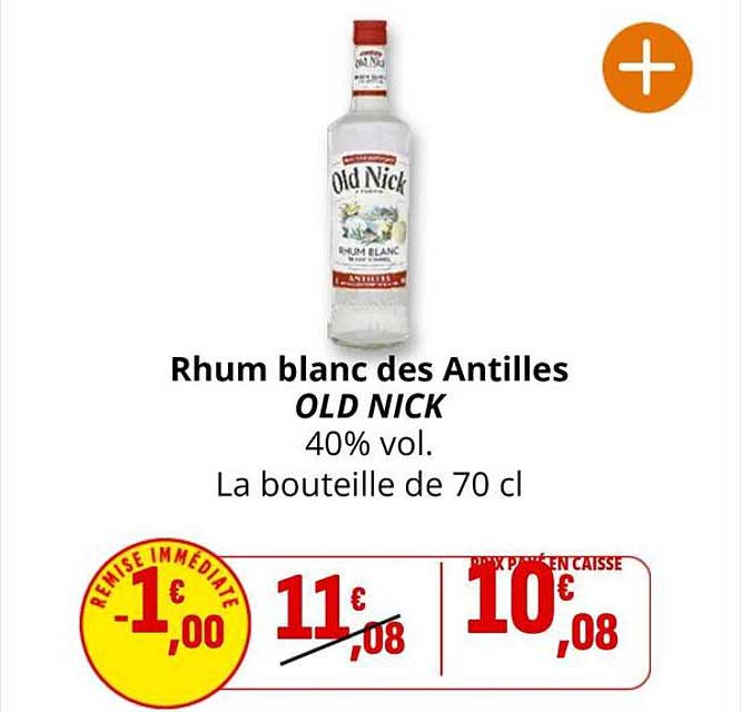 Rhum blanc des Antilles OLD NICK 40% vol.