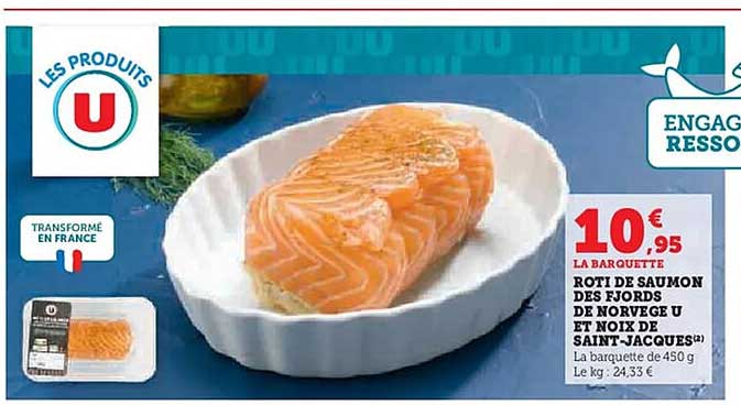 ROTI DE SAUMON DES FJORDS DE NORVEGE U ET NOIX DE SAINT-JACQUES