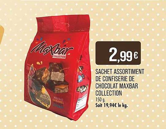 SACHET ASSORTIMENT DE CONFISERIE DE CHOCOLAT MAXBAR COLLECTION