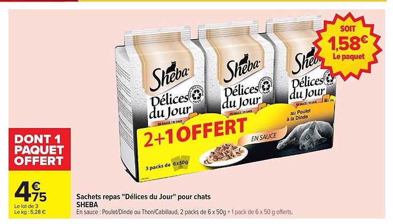 Sachets repas "Délices du Jour" pour chats SHEBA