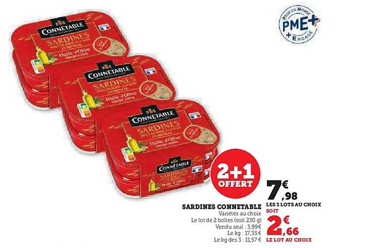 SARDINES CONNETABLE 2+1 OFFERT