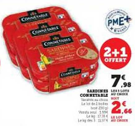Sardines Connetable 2+1 offert