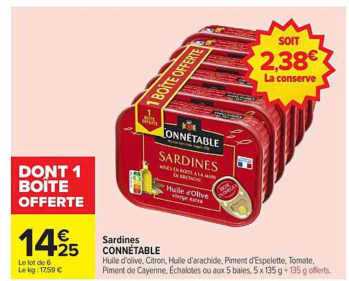 Sardines Connétable - Lot de 6