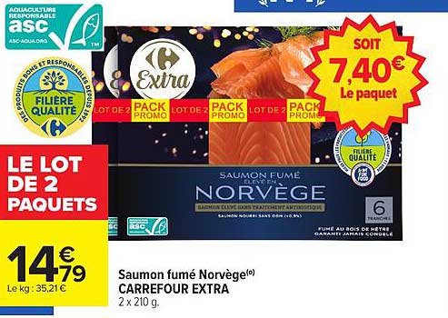 Saumon fumé Norvège Carrefour Extra