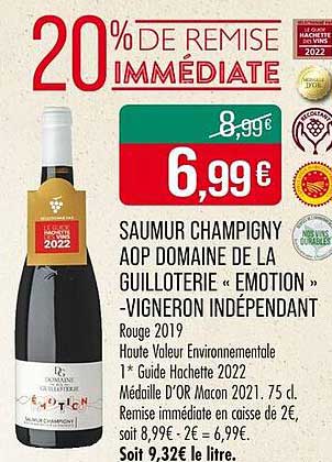 SAUMUR CHAMPIGNY AOP DOMAINE DE LA GUILLOTERIE "EMOTION" - VIGNERON INDÉPENDANT