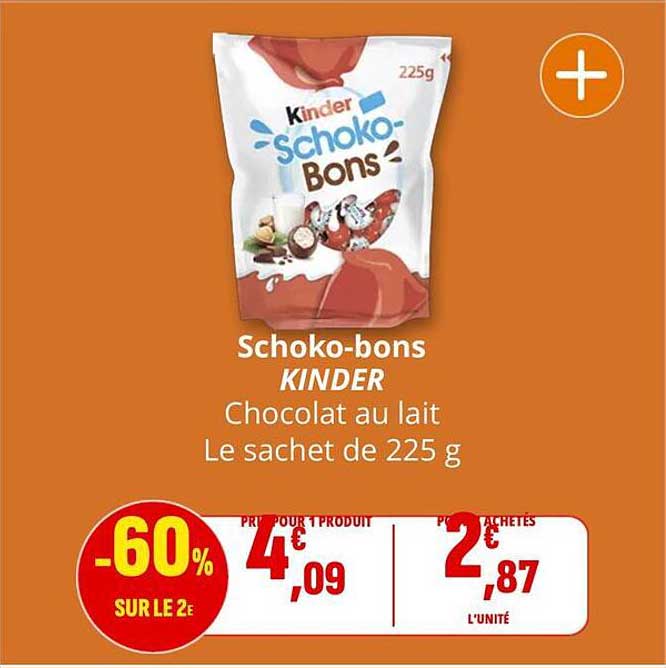 Schoko-bons KINDER Chocolat au lait Le sachet de 225 g