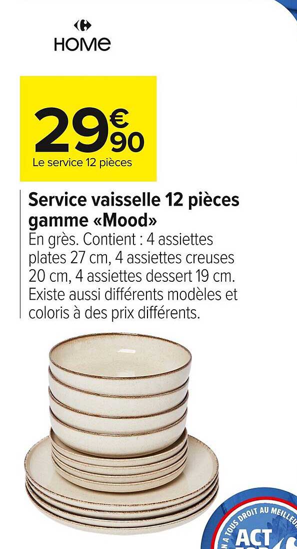 Service vaisselle 12 pièces gamme «Mood»