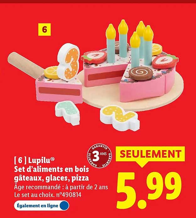 Set d’aliments en bois gâteaux, glaces, pizza