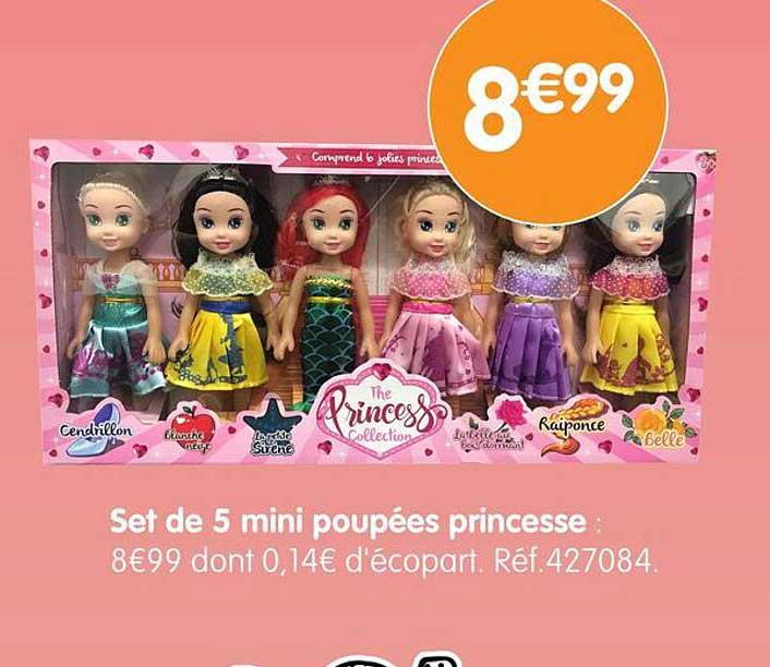 Set de 5 mini poupées princesses
