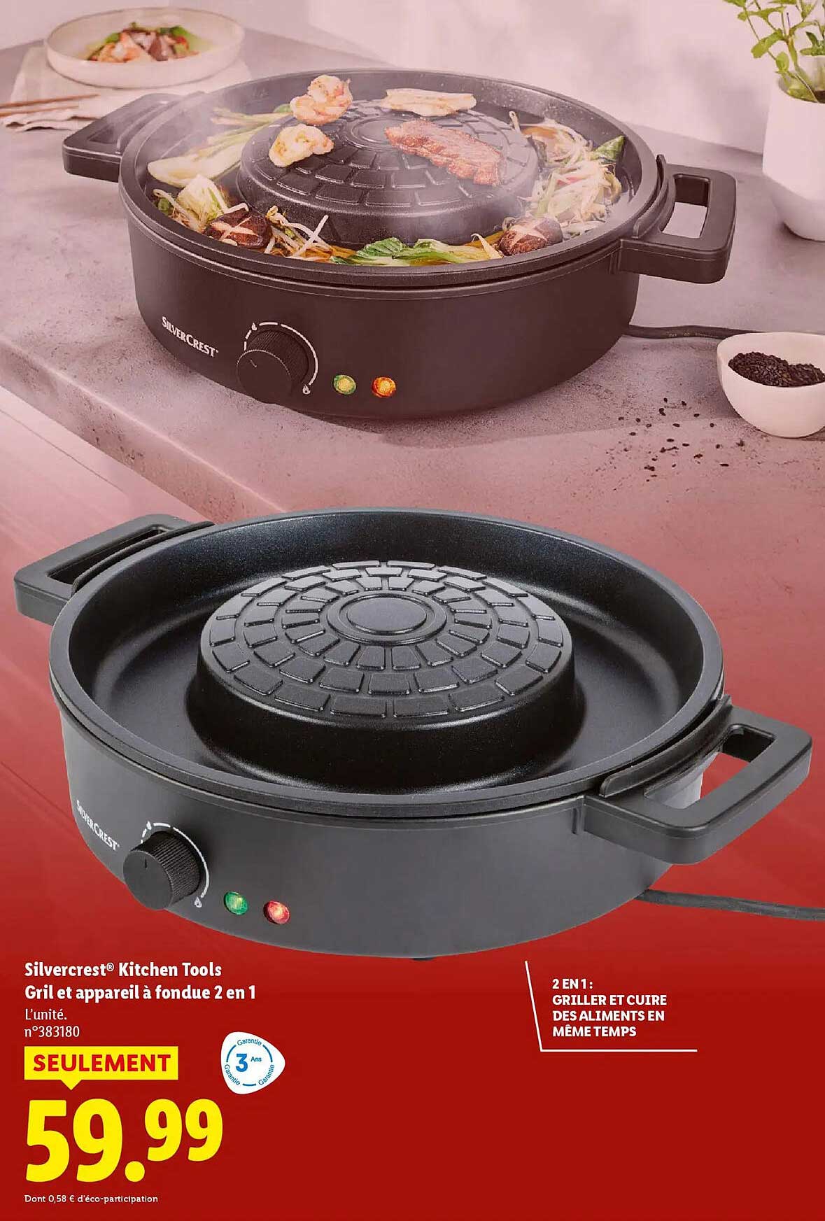 Silvercrest® Kitchen Tools Gril et appareil à fondue 2 en 1