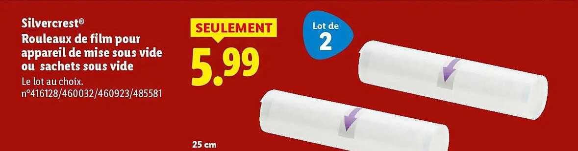 Silvercrest® Rouleaux de film pour appareil de mise sous vide ou sachets sous vide