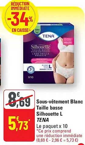 Sous-vêtement Blanc Taille basse Silhouette L TENA