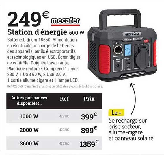 Station d'énergie 600 W