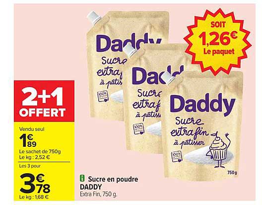 Sucre en poudre DADDY Extra Fin, 750 g