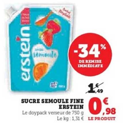 SUCRE SEMOULE FINE ERSTEIN