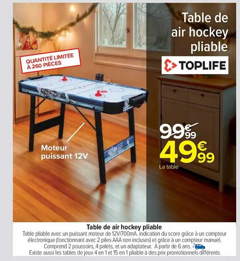 Table de air hockey pliable