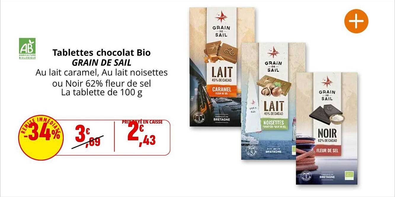 Tablettes chocolat Bio GRAIN DE SAIL