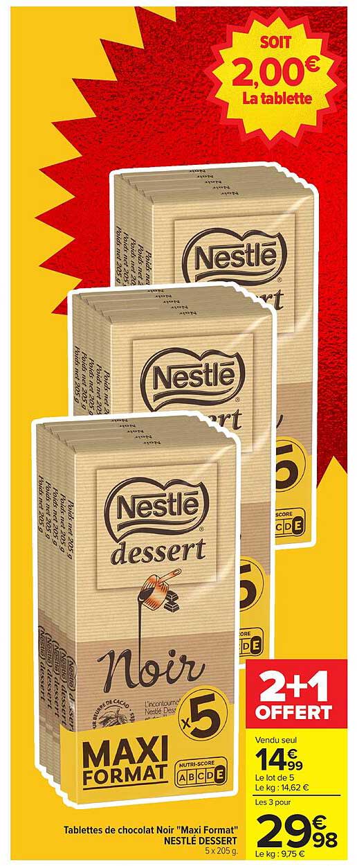 Tablettes de chocolat Noir 'Maxi Format' NESTLÉ DESSERT