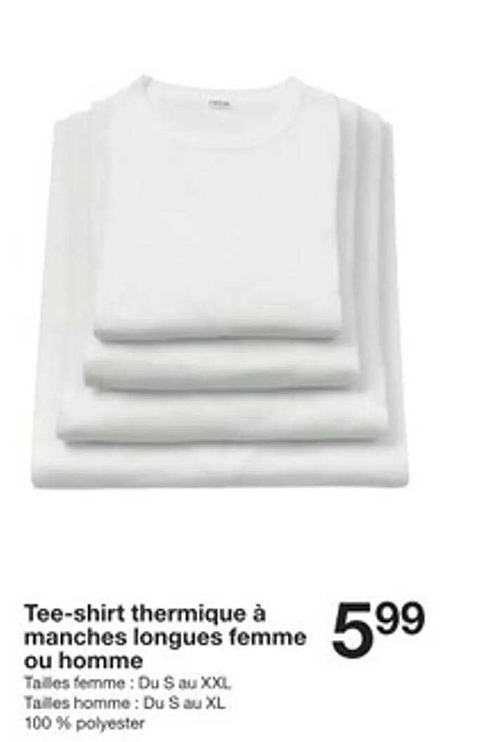 Tee-shirt thermique à manches longues femme ou homme