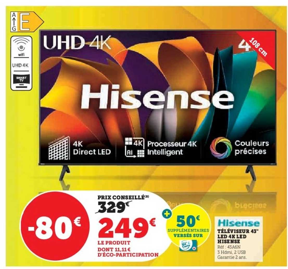 TÉLÉVISEUR 43" LED 4K HISENSE