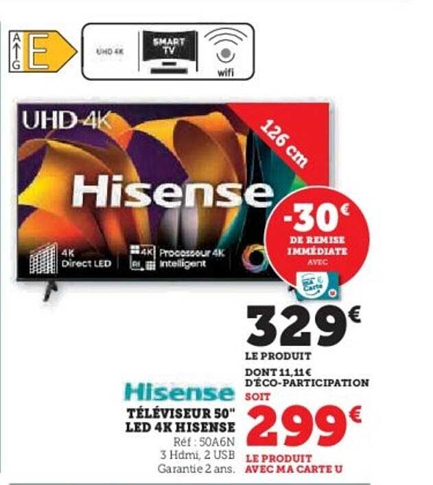 Téléviseur 50" LED 4K Hisense