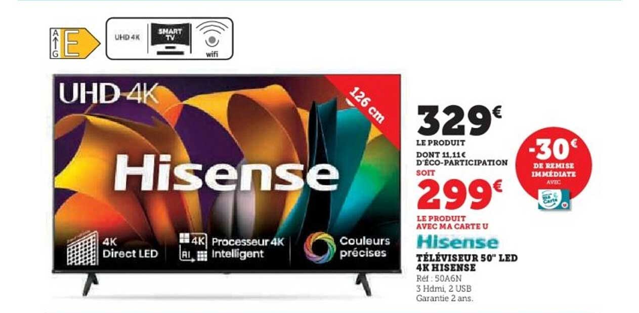 TÉLÉVISEUR 50" LED 4K HISENSE