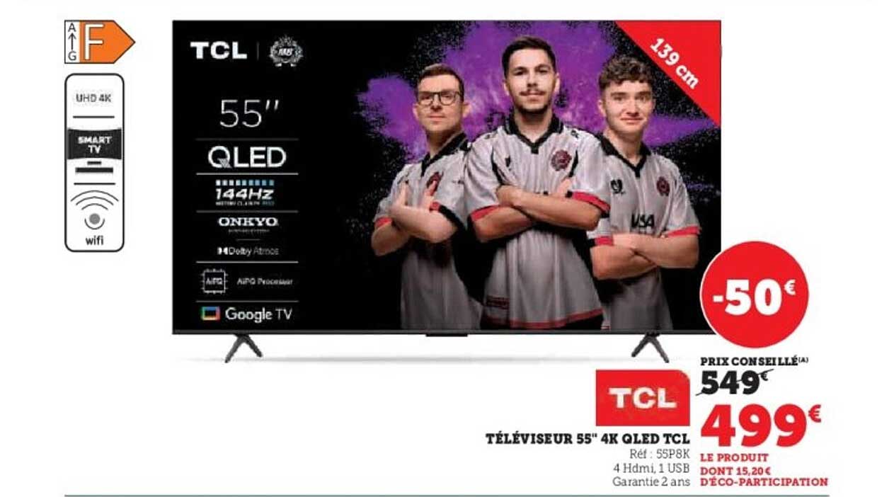 TÉLÉVISEUR 55" 4K QLED TCL