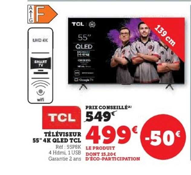 TÉLÉVISEUR 55'' 4K QLED TCL
