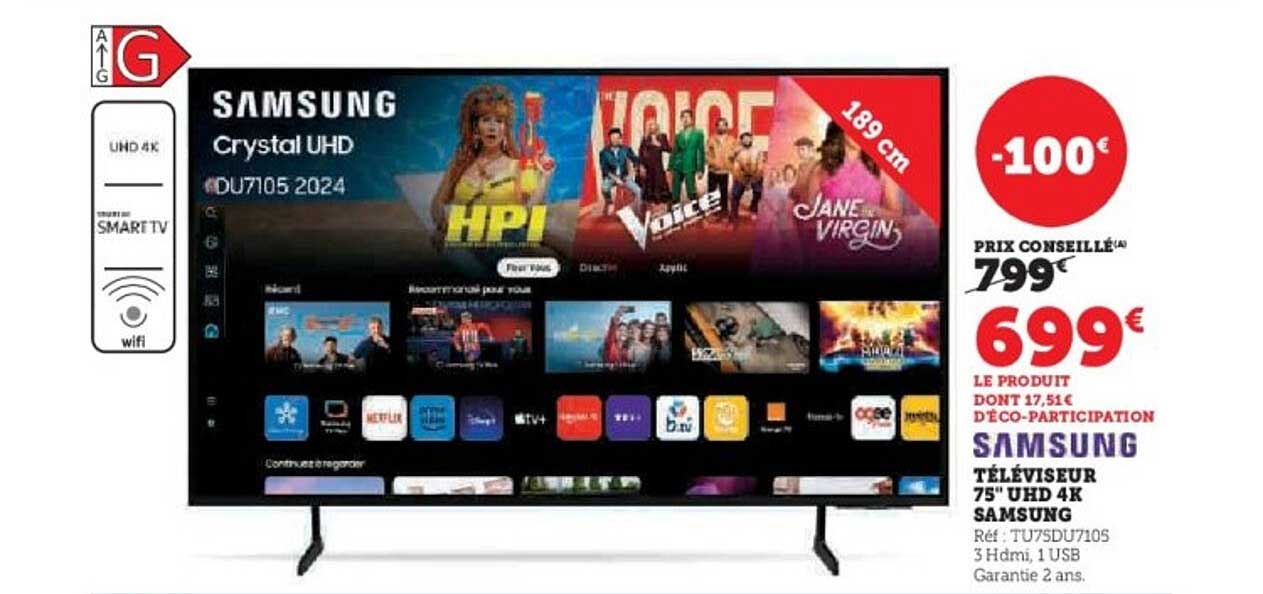 Téléviseur 75" UHD 4K SAMSUNG