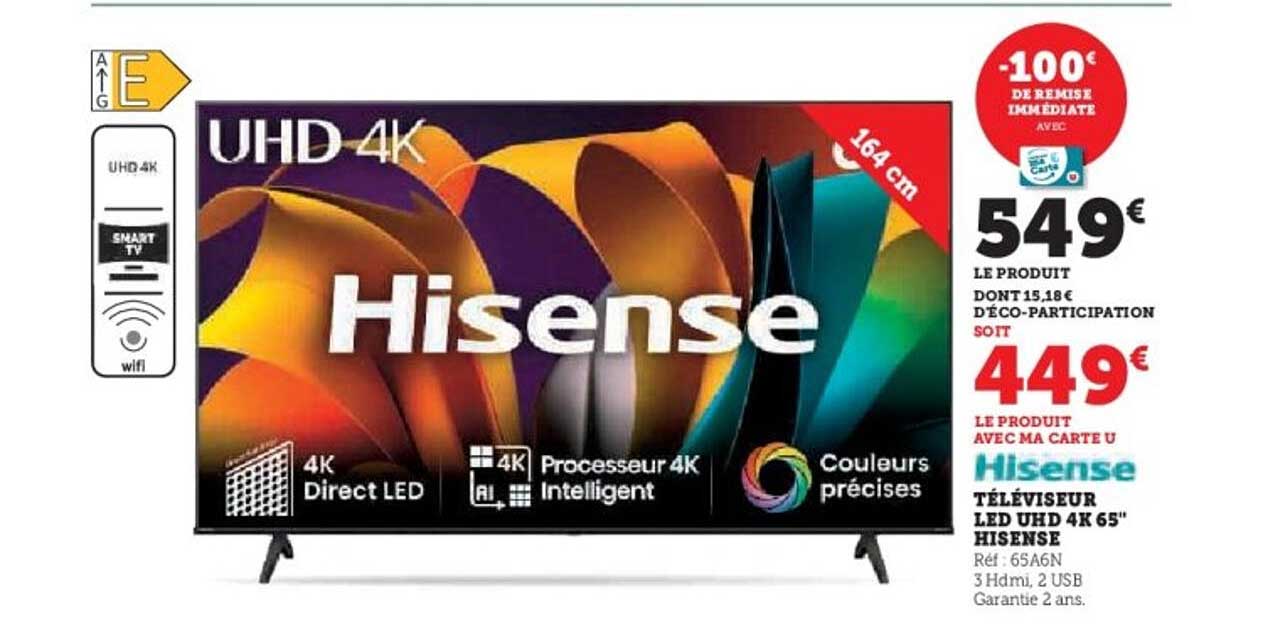 Téléviseur LED UHD 4K 65" Hisense