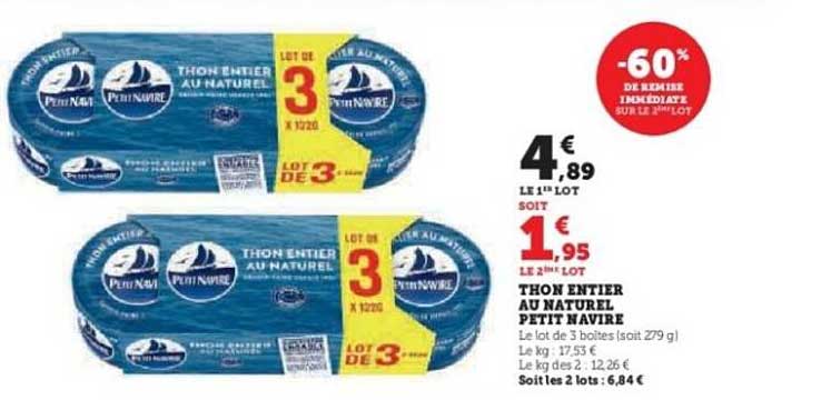 THON ENTIER AU NATUREL PETIT NAVIRE