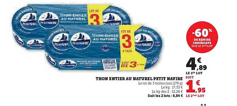 THON ENTIERS AU NATUREL PETIT NAVIRE