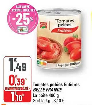Tomates pelées Entières BELLE FRANCE
