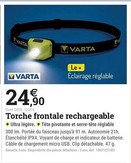 Torche frontale rechargeable