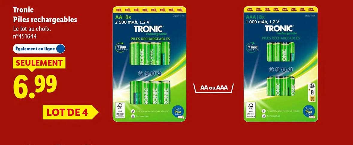 Tronic Piles rechargeables